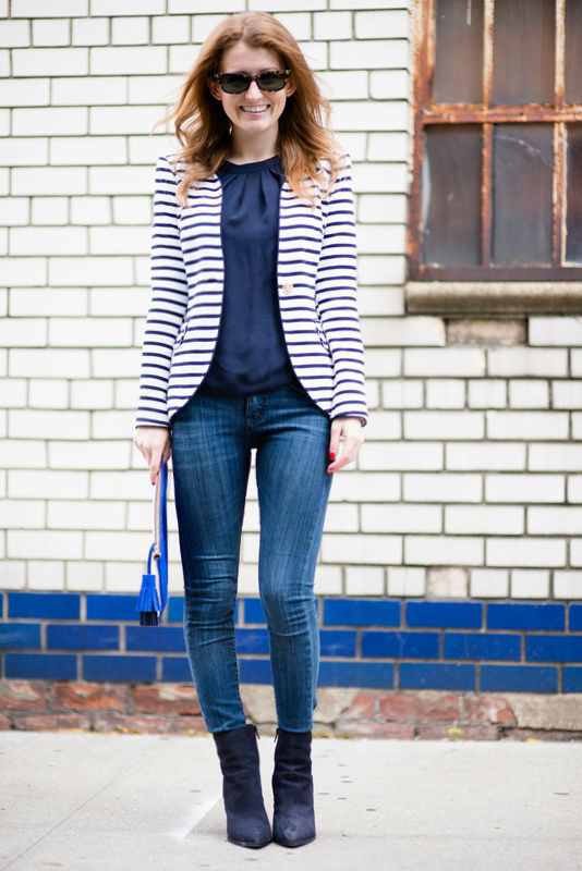 striped blazer outfit