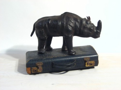 vintage dark leather rhinoceros