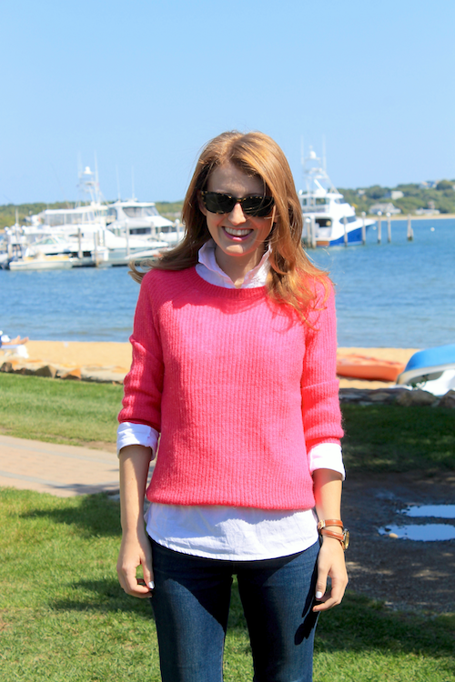 pink old navy sweater fall layering tips