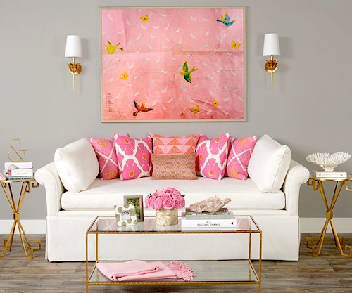 paule marrot painting pink framed acrylic
