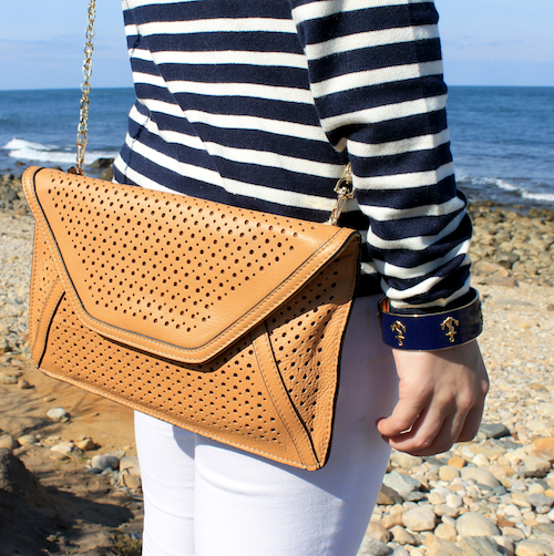 perforated leather clutch