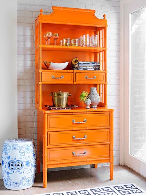 orange bamboo dresser