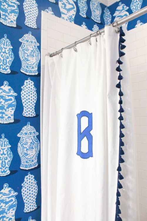 monogrammed shower curtain