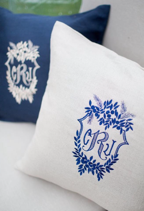 wedding crest monogrammed pillows by kearsley lloyd and the monogrammed home