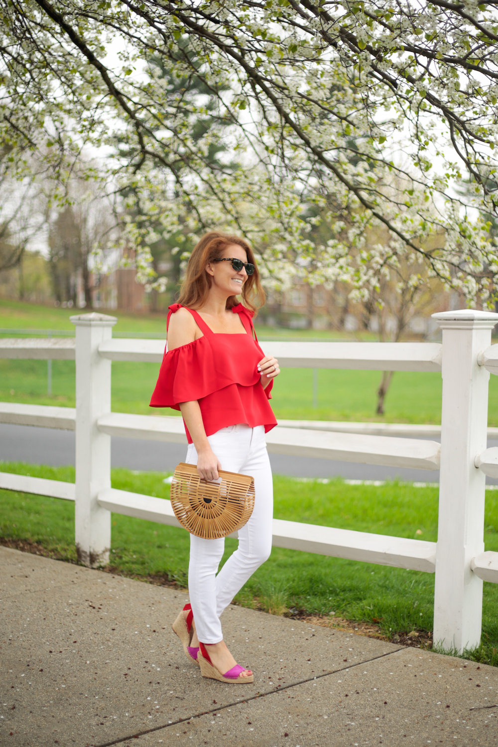 amanda uprichard eli top cult gaia small ark bag loeffler randall harper espadrille wedges in pink and red