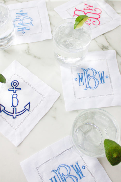 monogrammed cocktail napkins from etsy