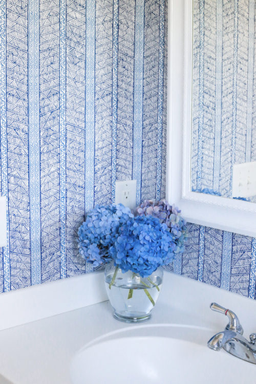 design darling bathroom blue and white wallpaper