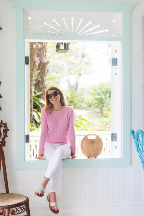 design darling pink cable knit sweater at playa grande beach club dominican republic