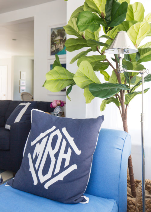 pottery barn faux potted fiddle leaf tree in design darling living room