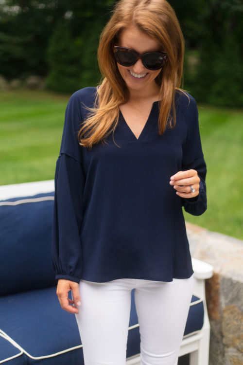 vince camuto bubble sleeve crepe blouse