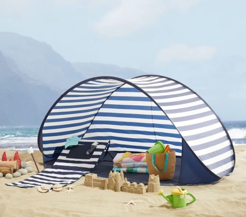 pottery barn kids x mark & graham sunshade striped beach tent