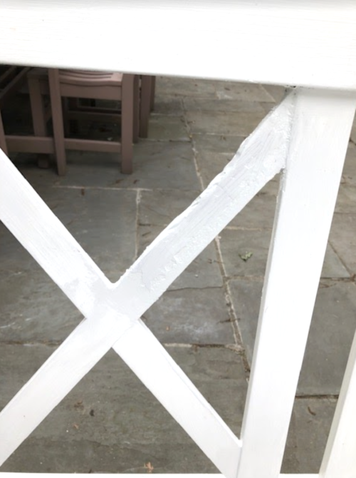 wood filler on outdoor furniture