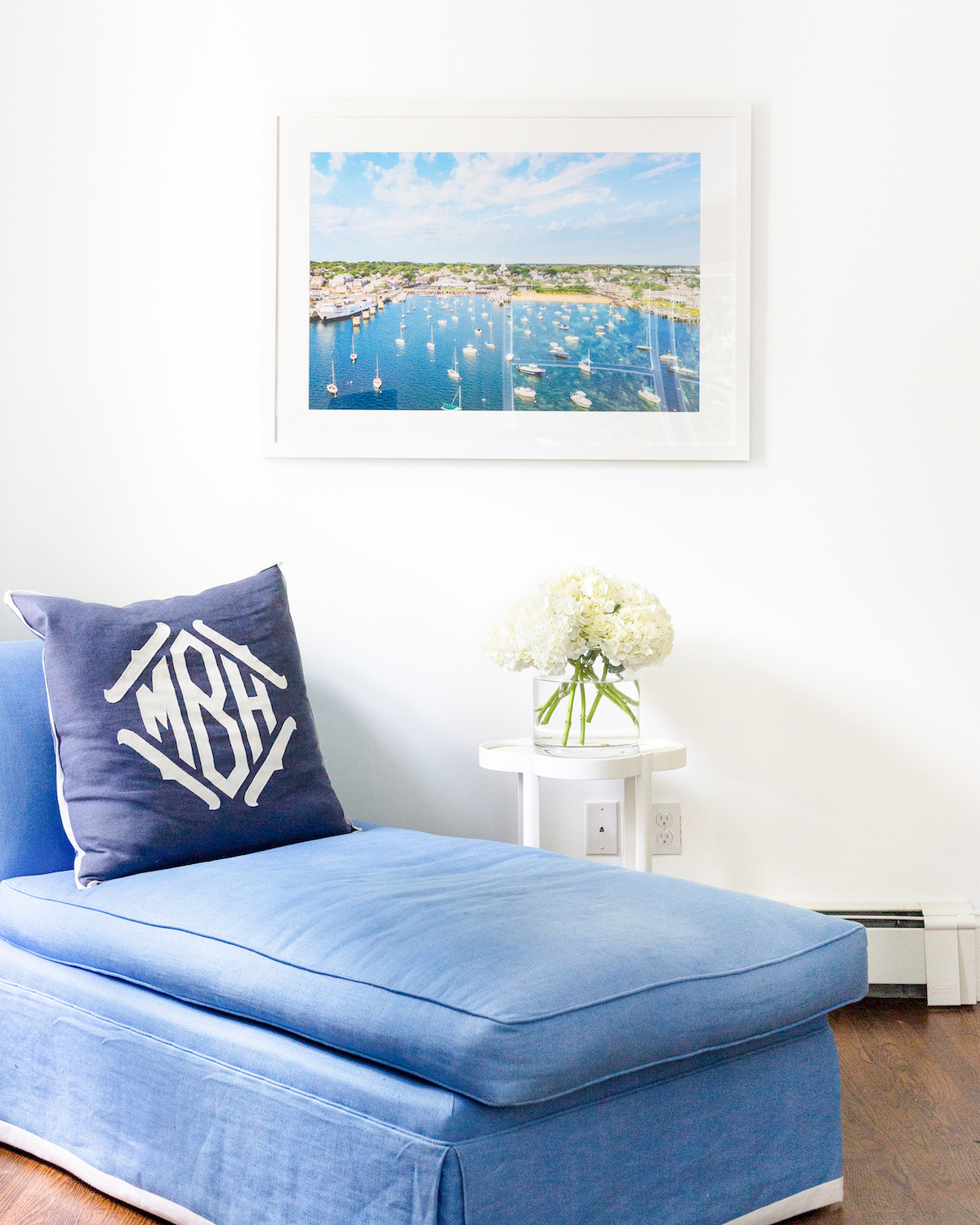 nantucket harbor aerial print in design darling family room