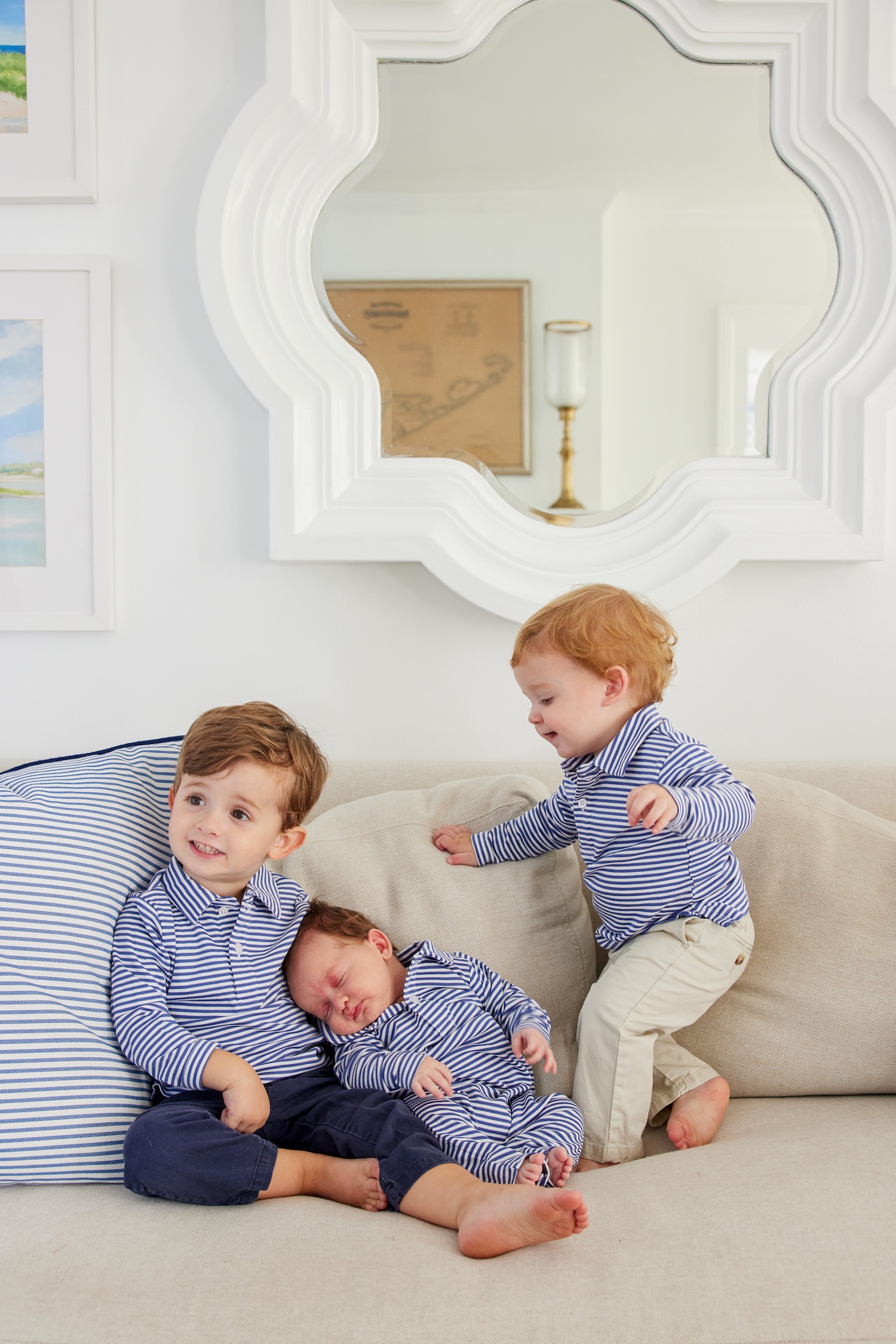 little english long sleeve striped polo gray blue