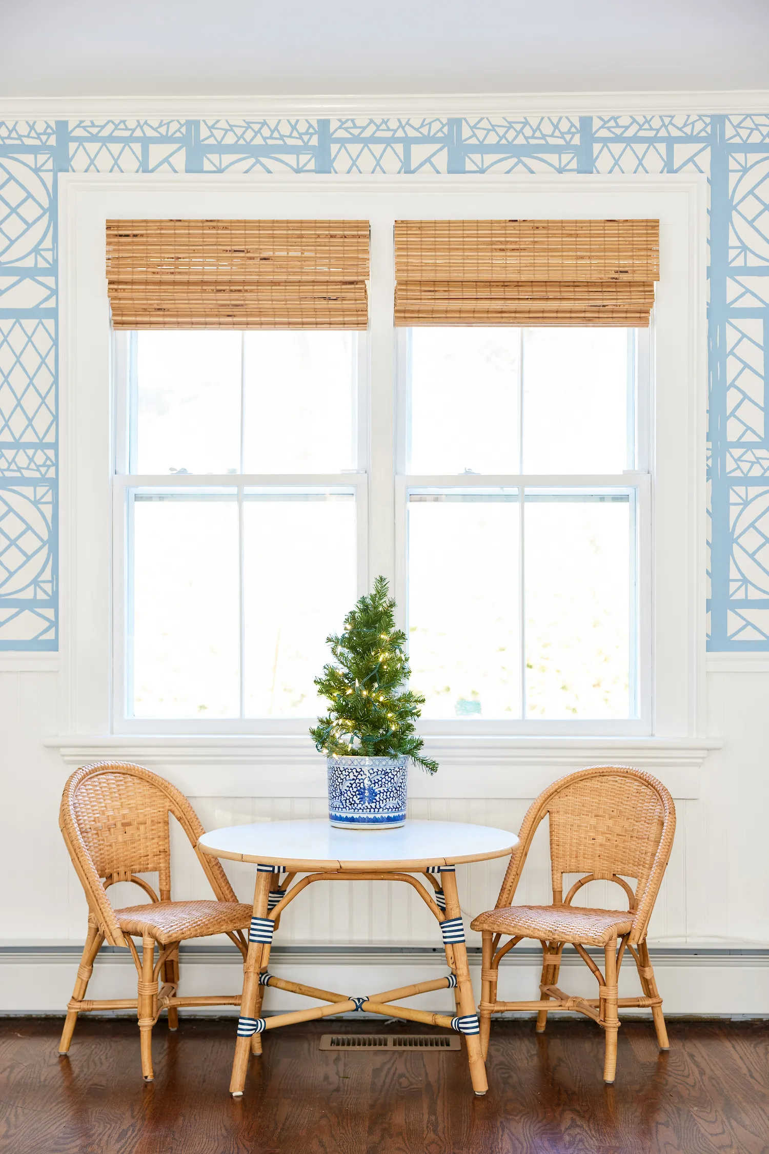 serena & lily kids' riviera rattan play table and kids' sunwashed riviera rattan chairs