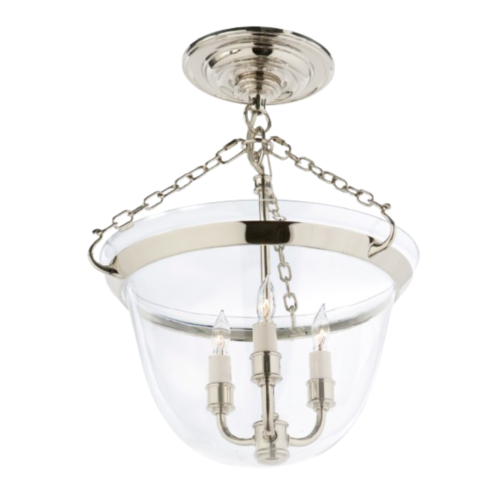 visual comfort country semi-flush bell jar lantern in polished nickel