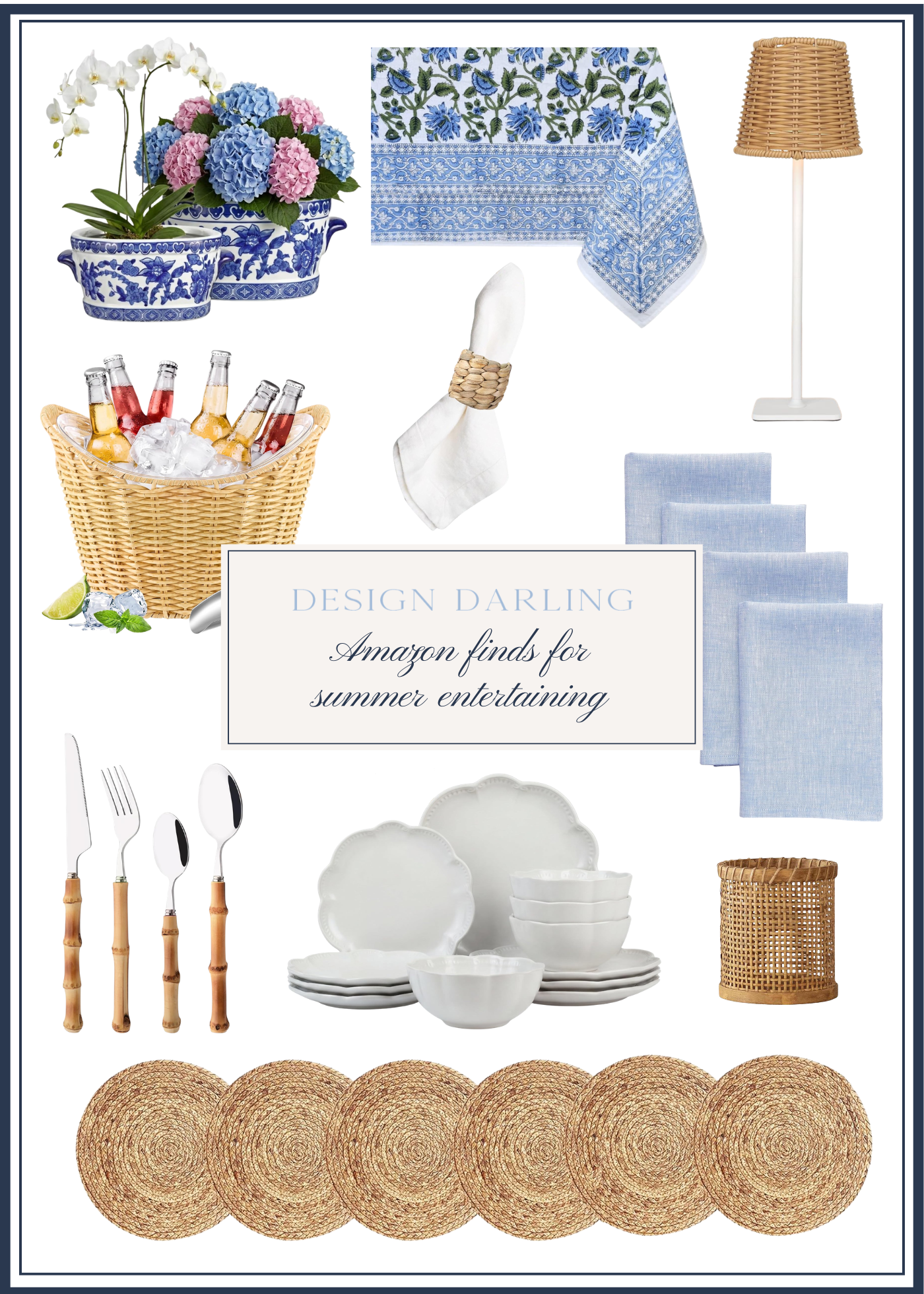 Collage of items from Amazon for summer entertaining