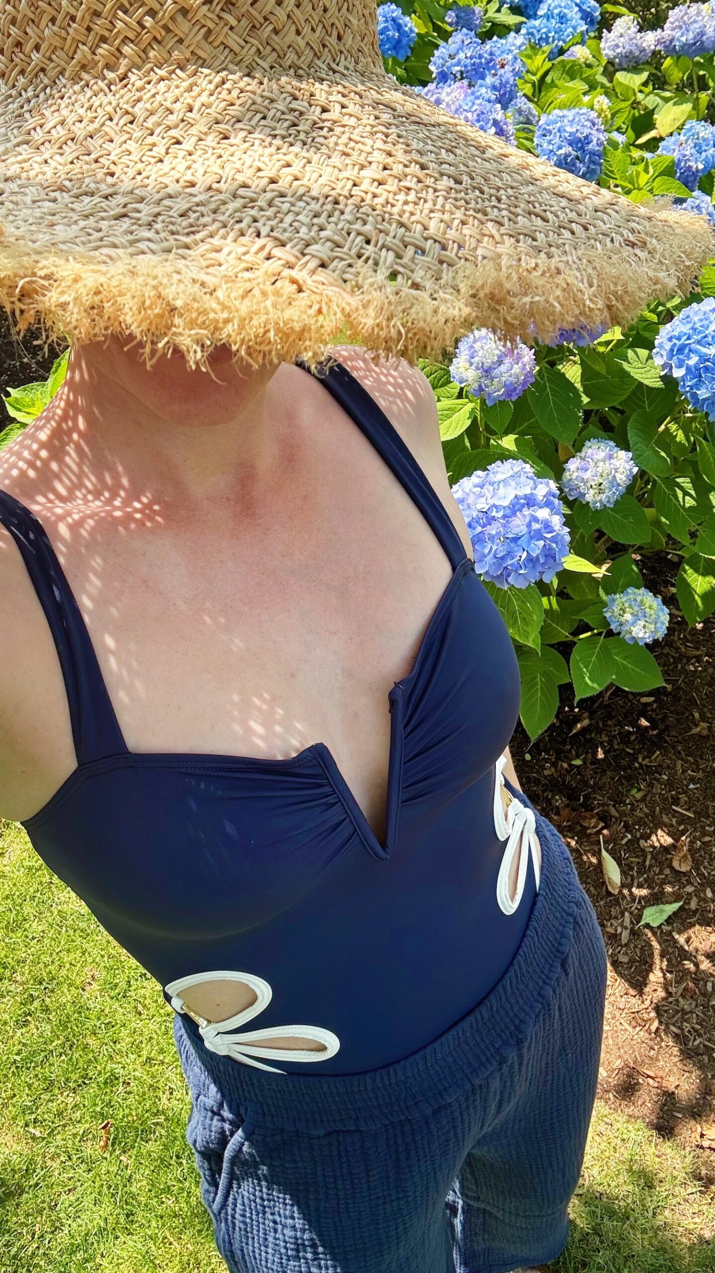 follow suit navy and ivory flora one piece swimsuit