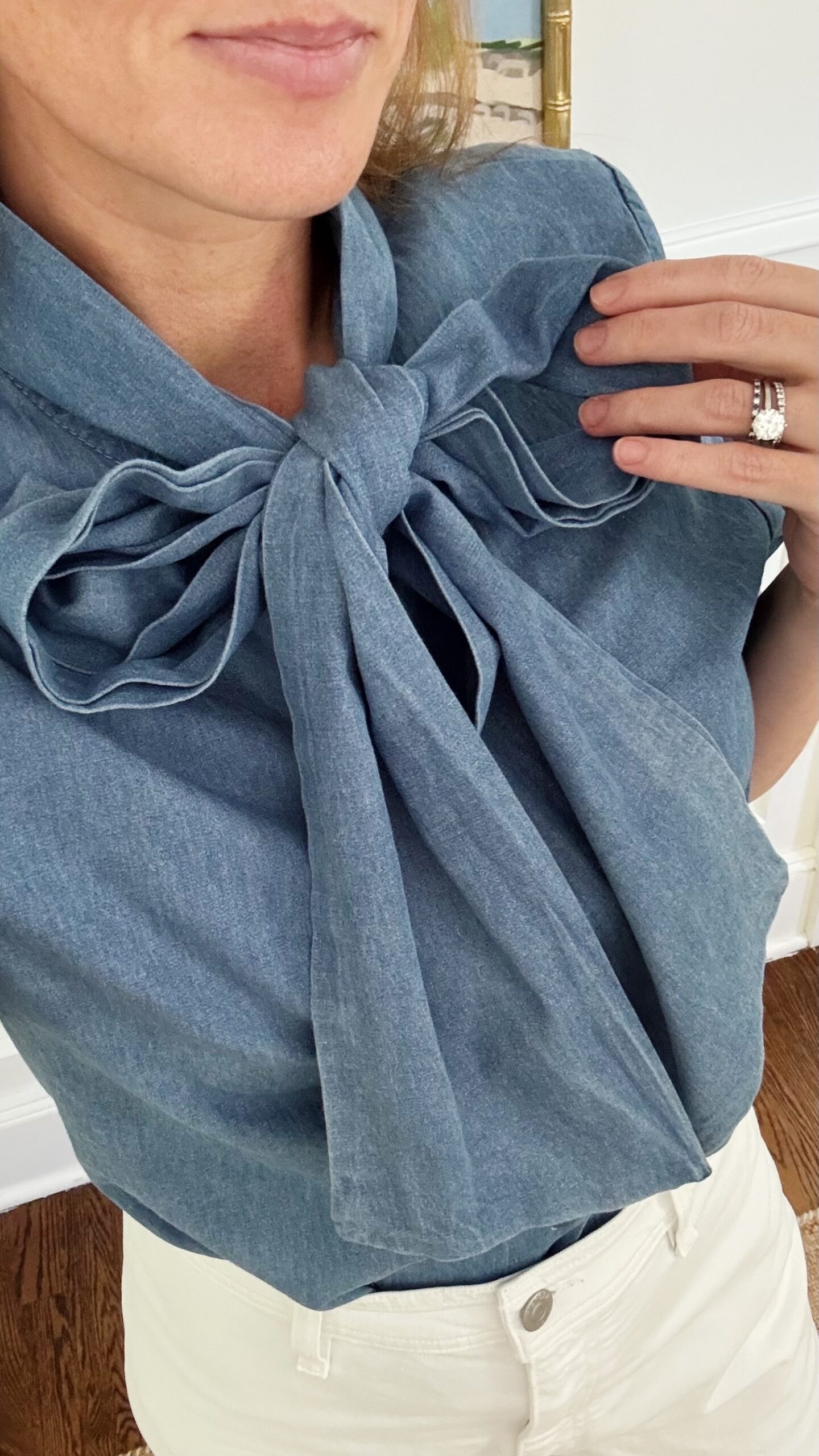 benaar LA beverly denim bow blouse