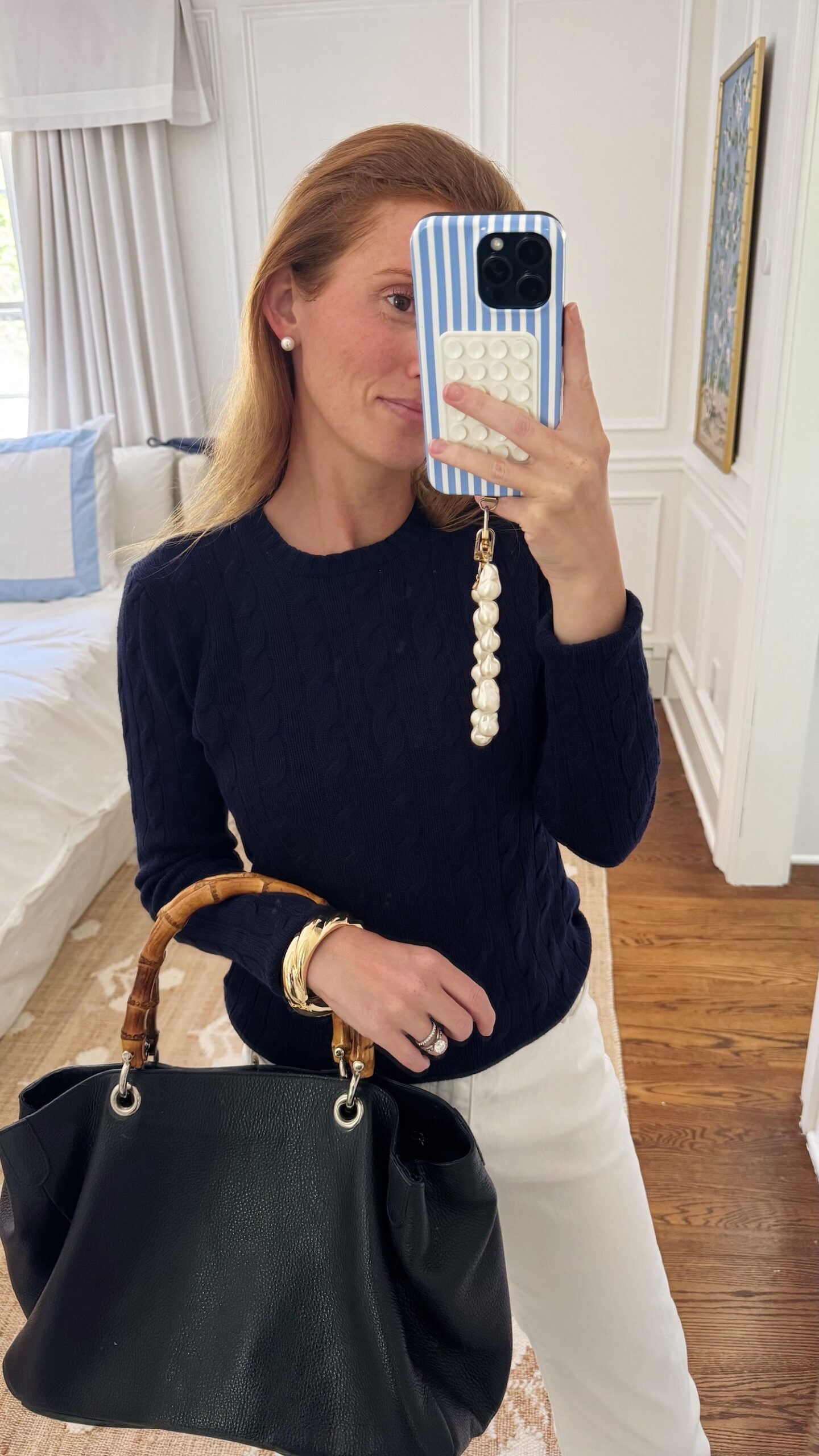 Ralph Lauren women's cable-knit cashmere sweater navy