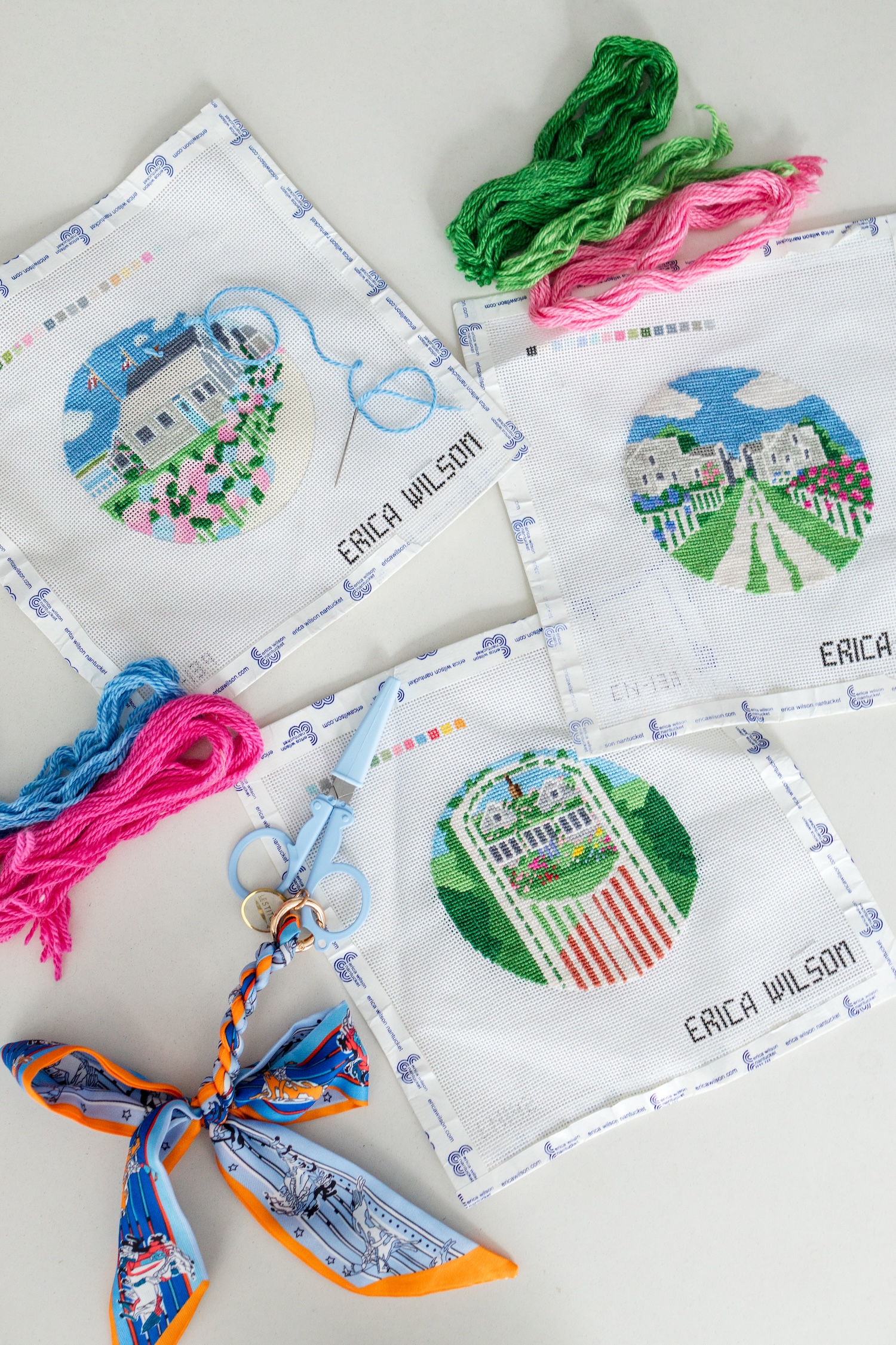 erica wilson x meredith hanson needlepoint canvases