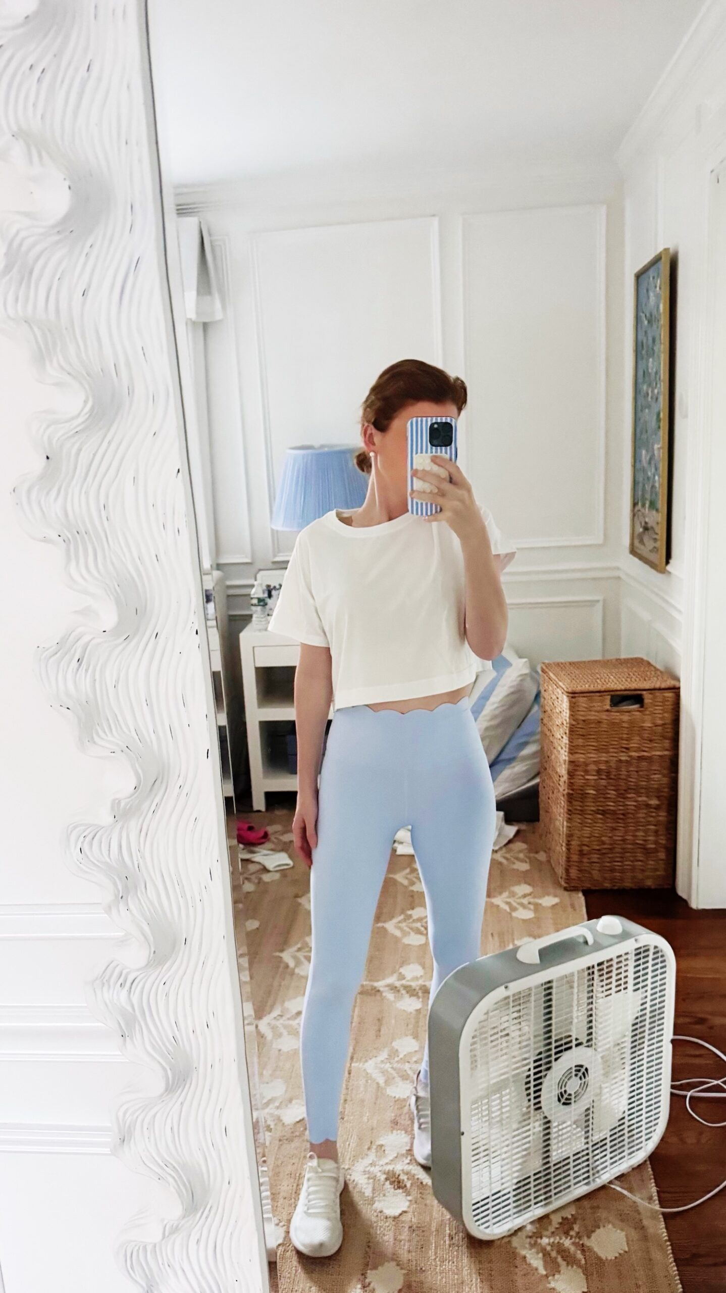 spanx boostup cropped tee and wiskii active scalloped leggings