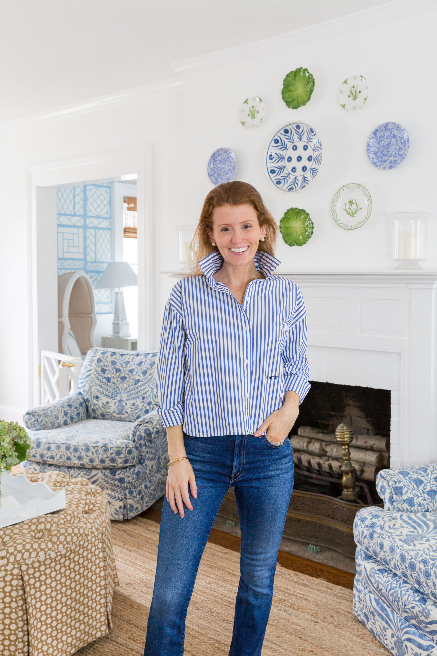 tuckernuck blue striped cropped jasper button down sizing