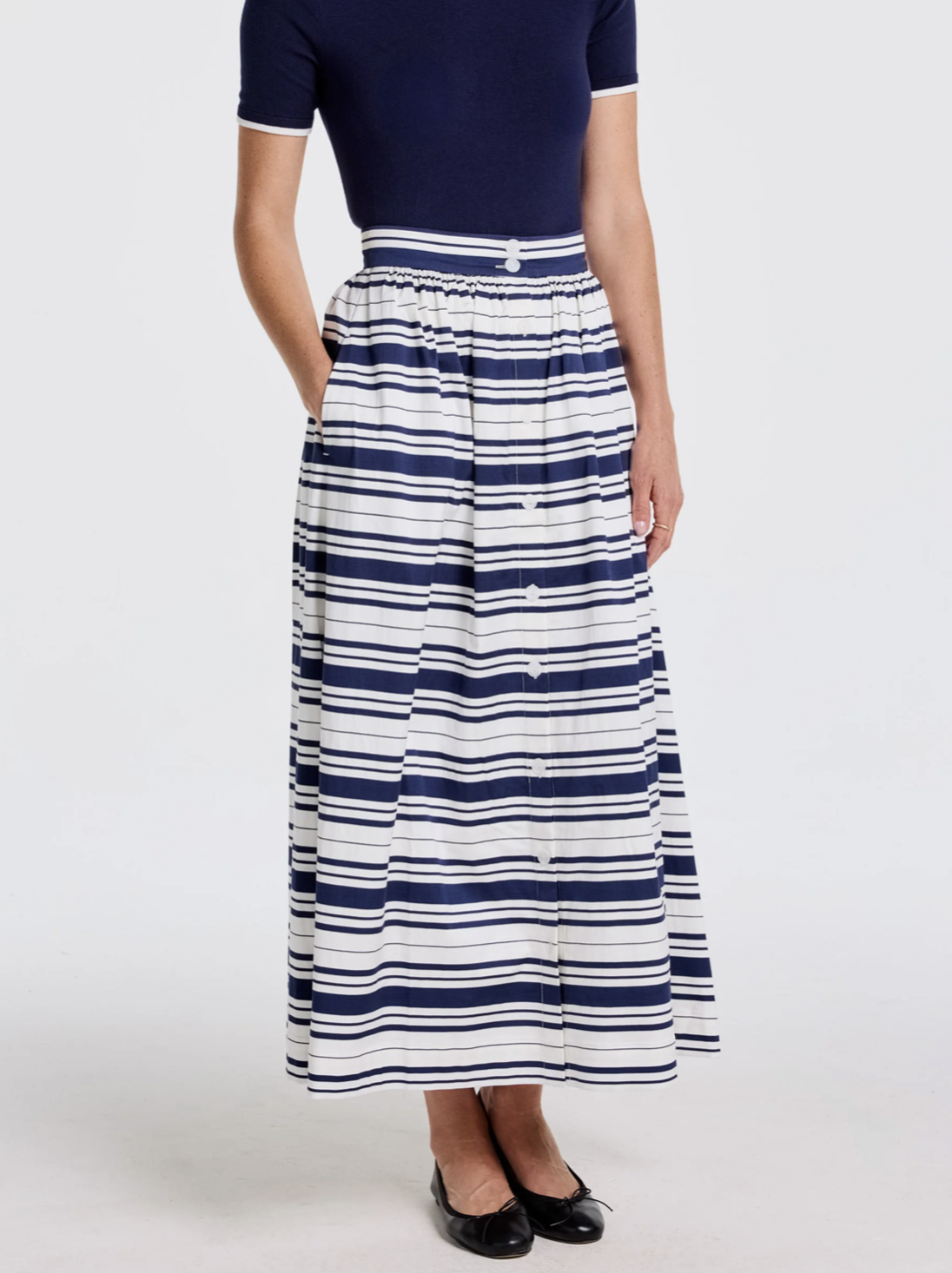 Mark D. Sikes x J.McLaughlin Susie skirt in mariner stripe