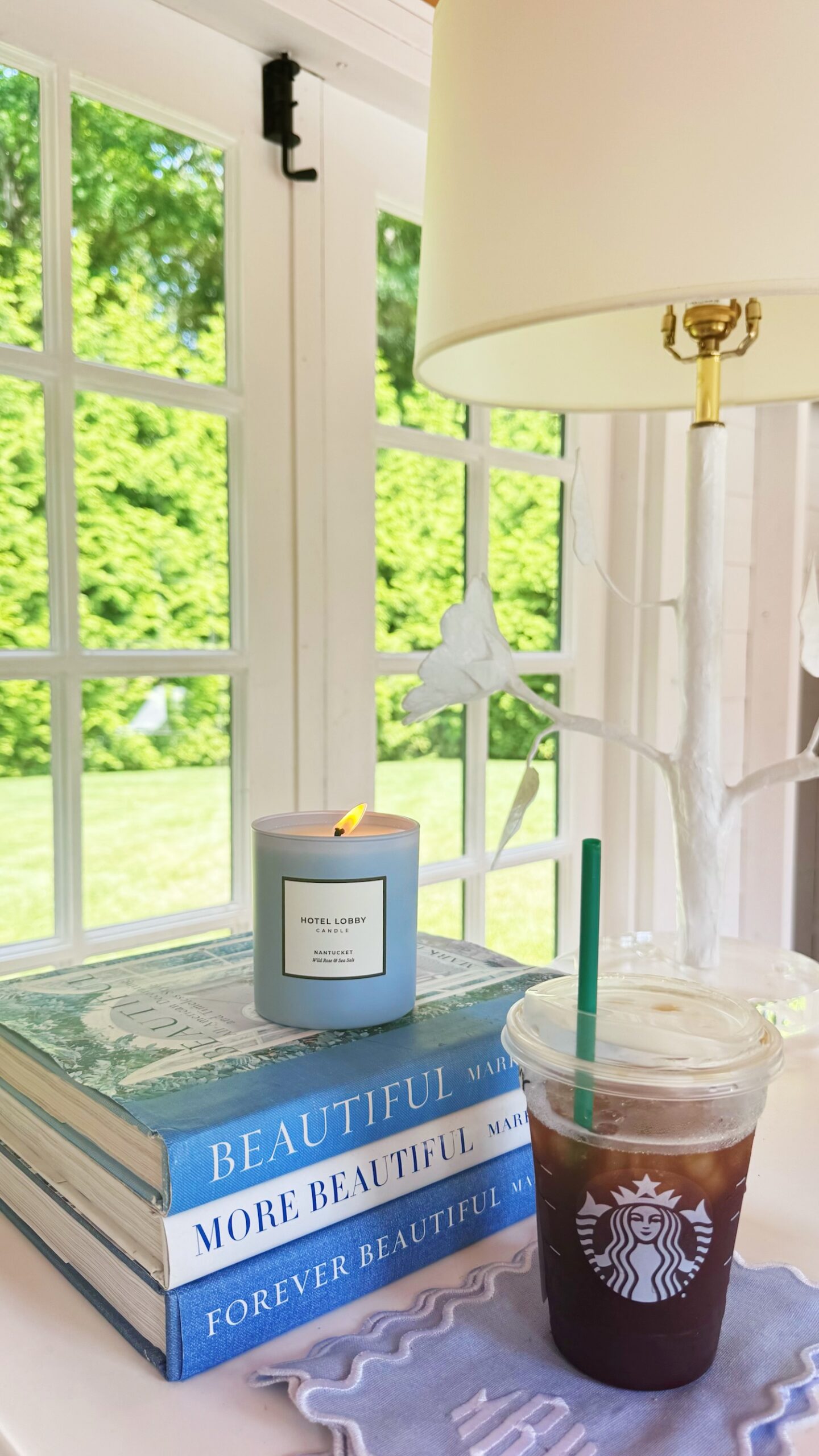 hotel lobby nantucket candle wild rose and sea salt